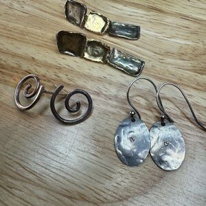 Elegant .925 Silver and Gold Women Earrings